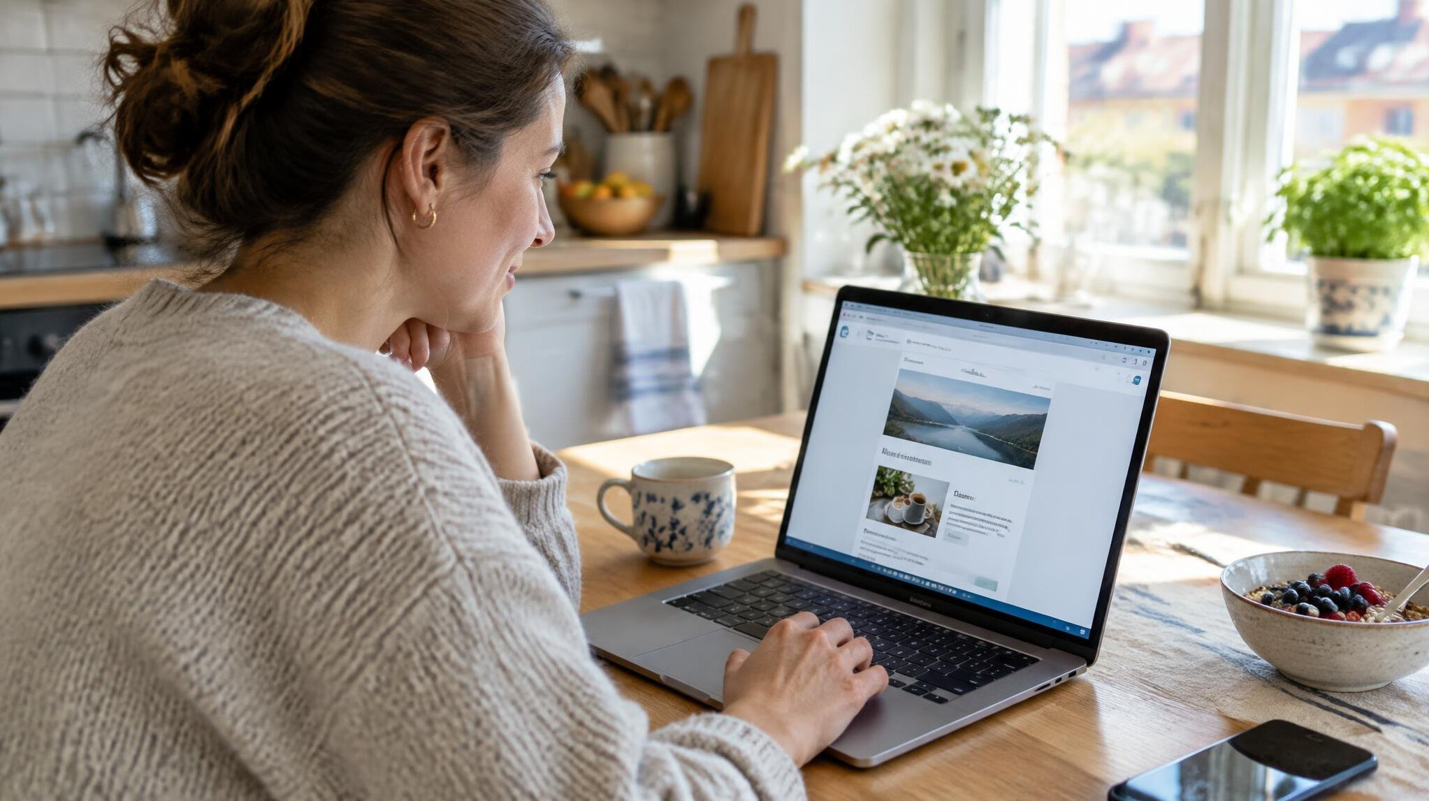 Person reading a newsletter email on a laptop screen